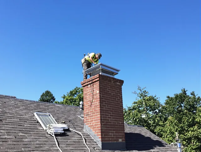 Rancho Santa Margarita Chimney Sweep technician measuring a chimney cap in Rancho Santa Margarita, CA