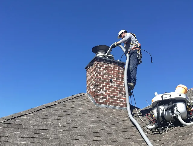 Dedicated Rancho Santa Margarita Chimney Sweep team member cleaning a chimney in Rancho Santa Margarita, CA