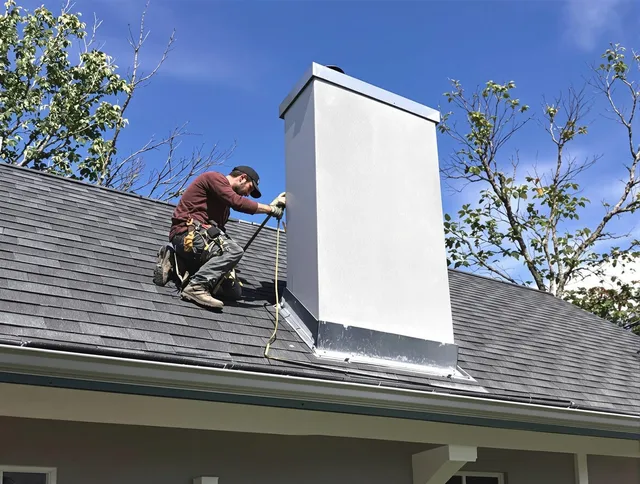 Rancho Santa Margarita Chimney Sweep team member finishing chimney construction in Rancho Santa Margarita, CA