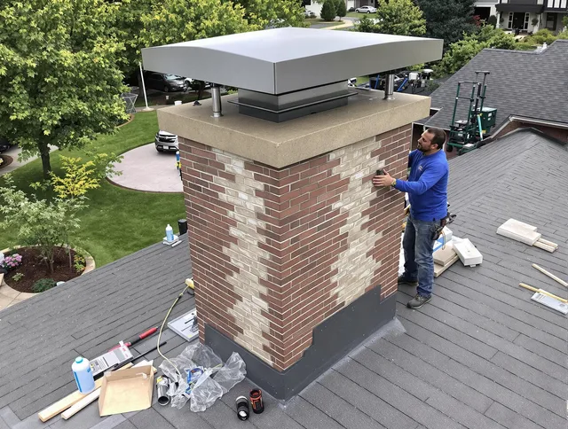 Rancho Santa Margarita Chimney Sweep team working on a custom chimney remodel in Rancho Santa Margarita, CA
