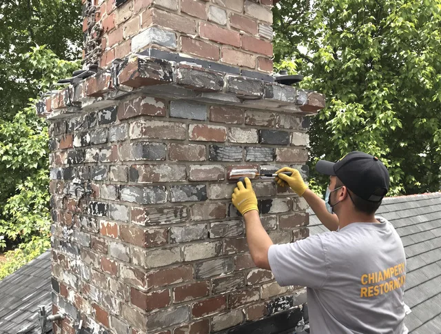 In-progress chimney restoration by Rancho Santa Margarita Chimney Sweep in Rancho Santa Margarita, CA