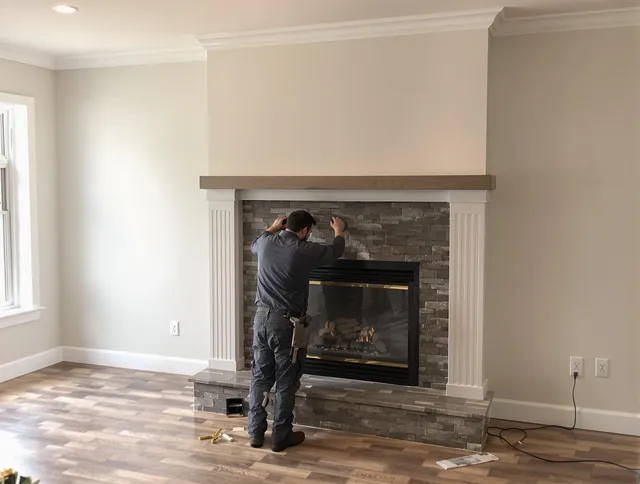 Rancho Santa Margarita Chimney Sweep finishing a custom fireplace install in Rancho Santa Margarita, CA